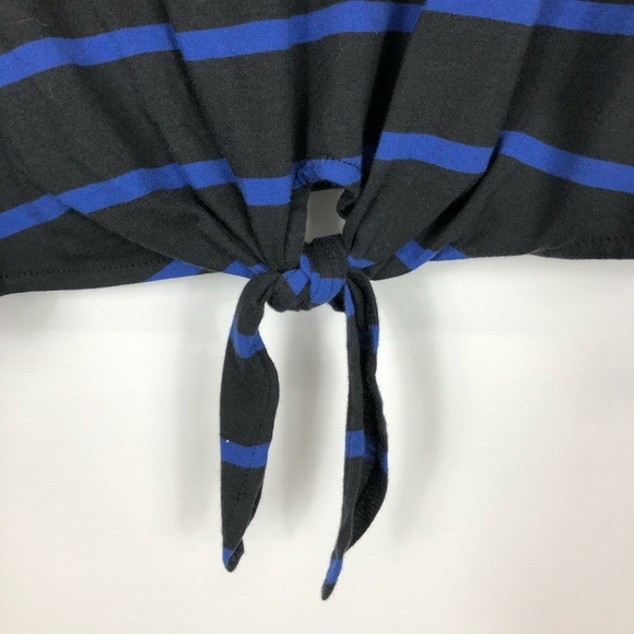 Levi’s Black & Blue Striped Tie Front Top Size M - Picture 3 of 8